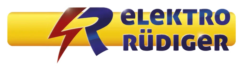 Logo Elektro Rüdiger auf gelben Untergrund